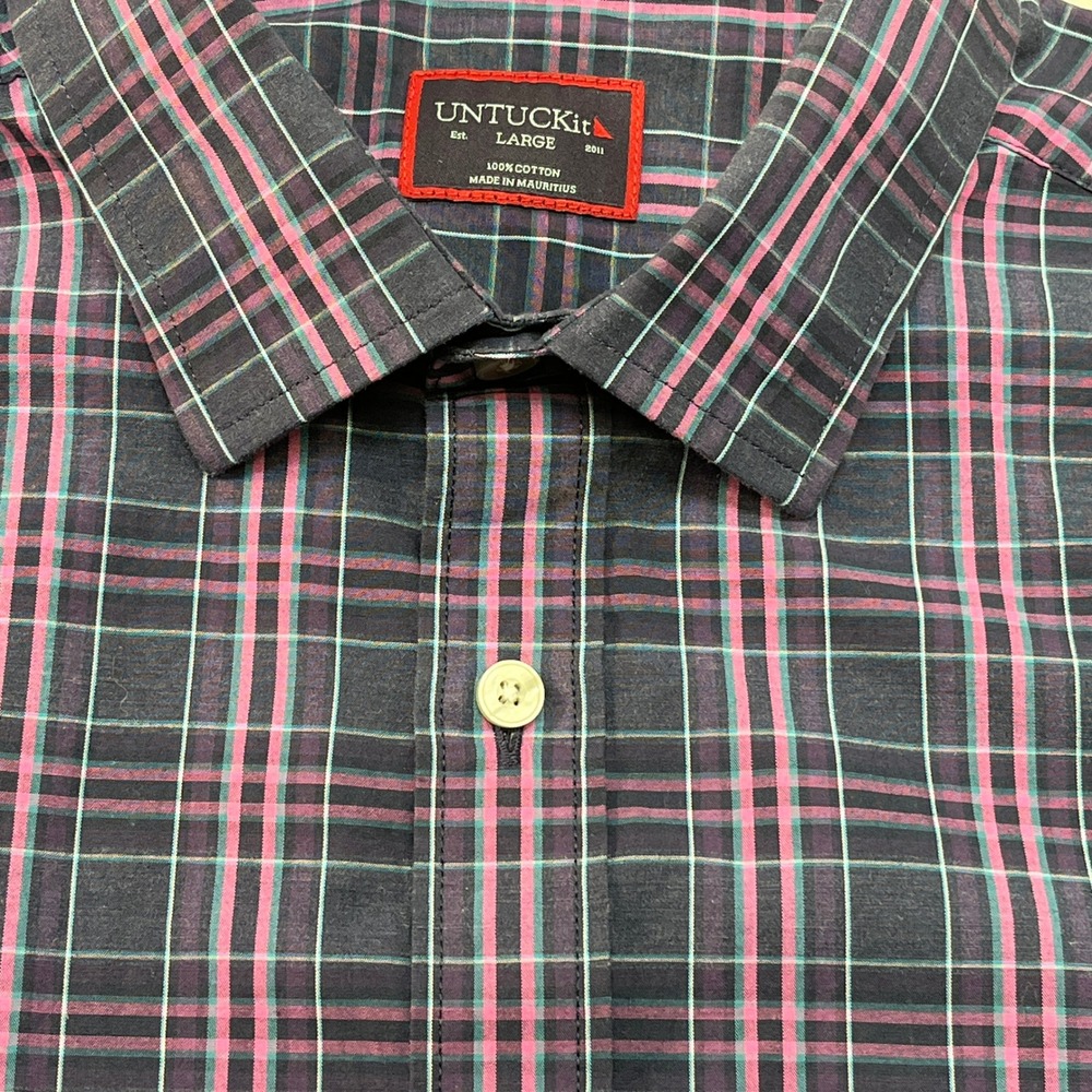 UNTUCKit Sarrassa Plaid Button Down Long Sleeve Shirt - Men's Large Work Casual